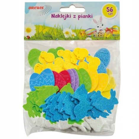 Naklejki z mikrogumy Brewis Wielkanoc, 56szt